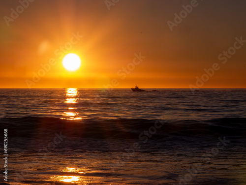 Fototapeta Naklejka Na Ścianę i Meble -  Beautiful Sunset Over the Pacific Ocean, Scenic Beach in California 09
