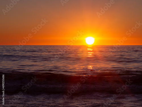 Beautiful Sunset Over the Pacific Ocean, Scenic Beach in California 08