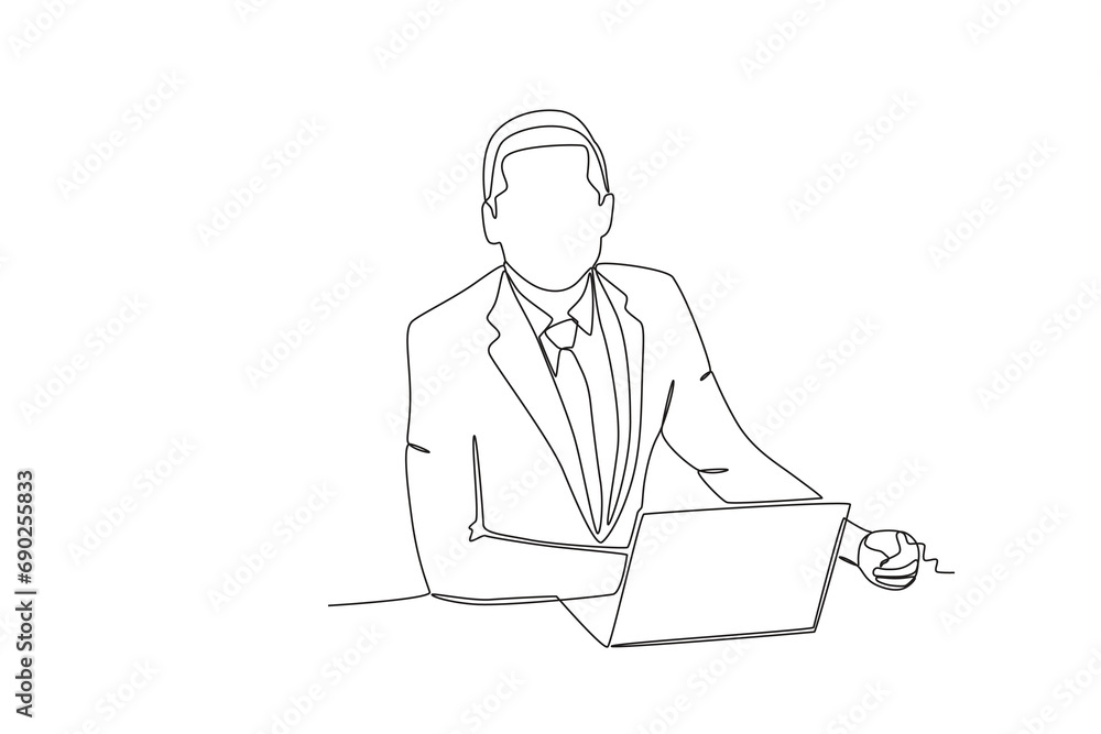 Continuous one line drawing TV news anchorman. News anchor broadcasting the news with a reporter live on screen. Journalist or reporter holding microphone. Single line draw design vector illustration. Continuous one line drawing TV news anchorman. News anchor broadcasting the news with a reporter live on screen. Journalist or reporter holding microphone. Single line draw design vector illustration.