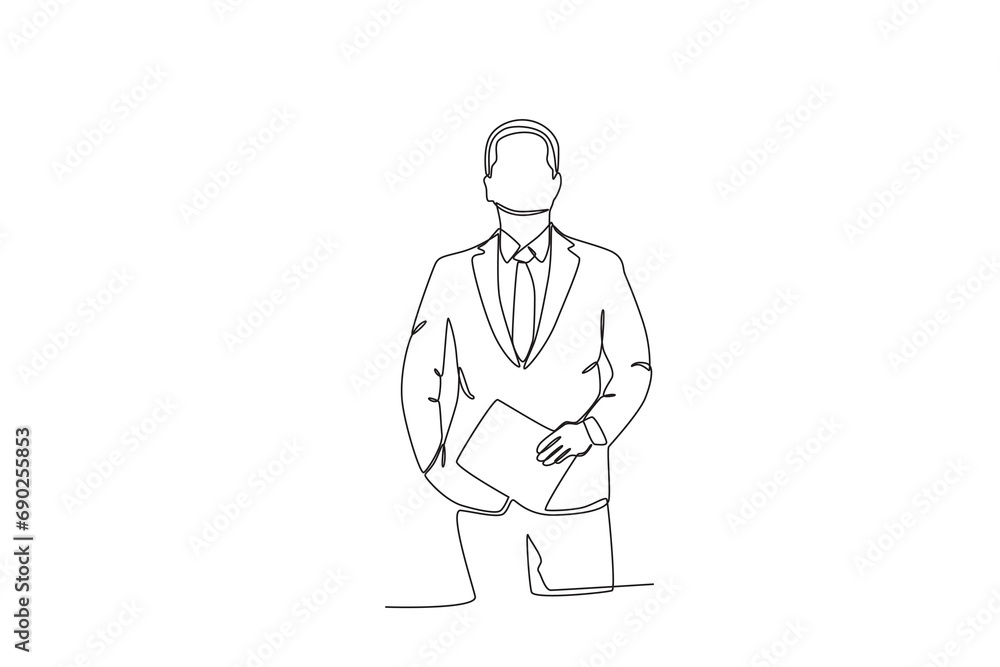 Continuous one line drawing TV news anchorman. News anchor broadcasting the news with a reporter live on screen. Journalist or reporter holding microphone. Single line draw design vector illustration. Continuous one line drawing TV news anchorman. News anchor broadcasting the news with a reporter live on screen. Journalist or reporter holding microphone. Single line draw design vector illustration.