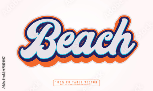 Beach text effect, font editable, typography, 3d text. vector template