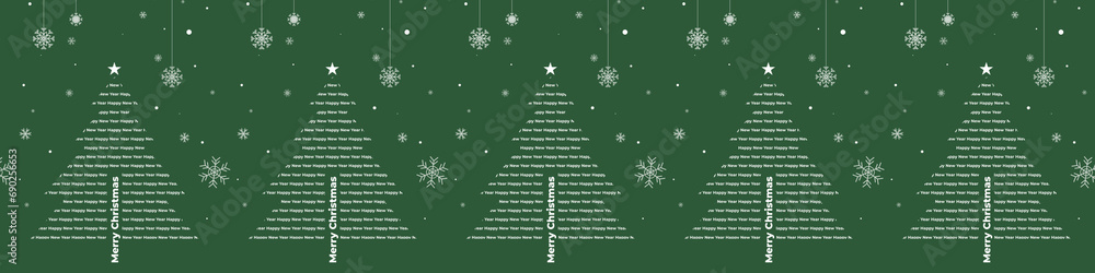 facebook cover, social media header, card, web banner. christmas banner with geometric motifs. snowflakes and trees. on green background. illustration of Christmas tree and lettering inside of it. facebook cover, social media header, card, web banner. christmas banner with geometric motifs. snowflakes and trees. on green background. illustration of Christmas tree and lettering inside of it.