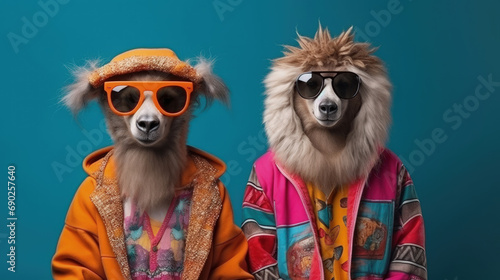 Hippie Hounds: Animals in Hippie Fashion for Vibrant Advertisements © The_AI_Revolution