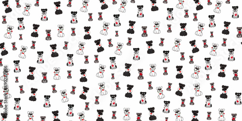 vector background of miniature schnauzer cartoons with love gift 