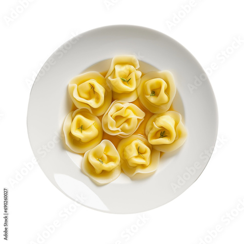 tortellini with butter and parmesan cheese isolated on transparent background