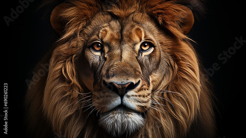 3d photo of a lion in the wild wallpaper made with generative AI © Urdu