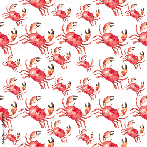 seamless pattern with red red crab 