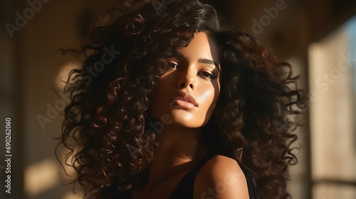 Black african american woman portrait, beautiful cute girl wallpaper background