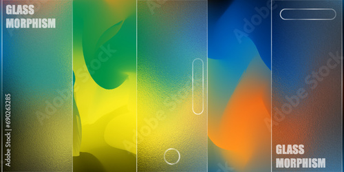 Realistic glassmorphism design in multicolor background premium vector. Gradient glassmorphism horizontal banner. Canbe used in User Interface (UI) bank ,Software,,web homepage And Business