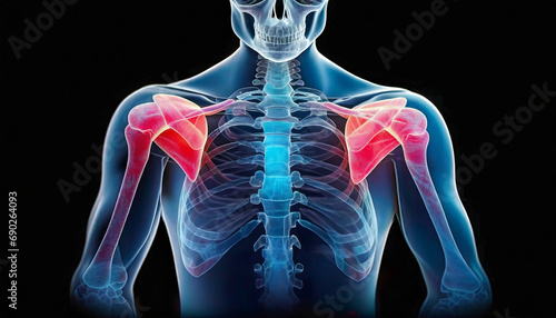 Wallpaper Mural X-Ray Insight Visualizes the Deltoids in Detail, Pain Points Exposing X-Ray Insight to Deltoids Discomfort. Generative AI Torontodigital.ca