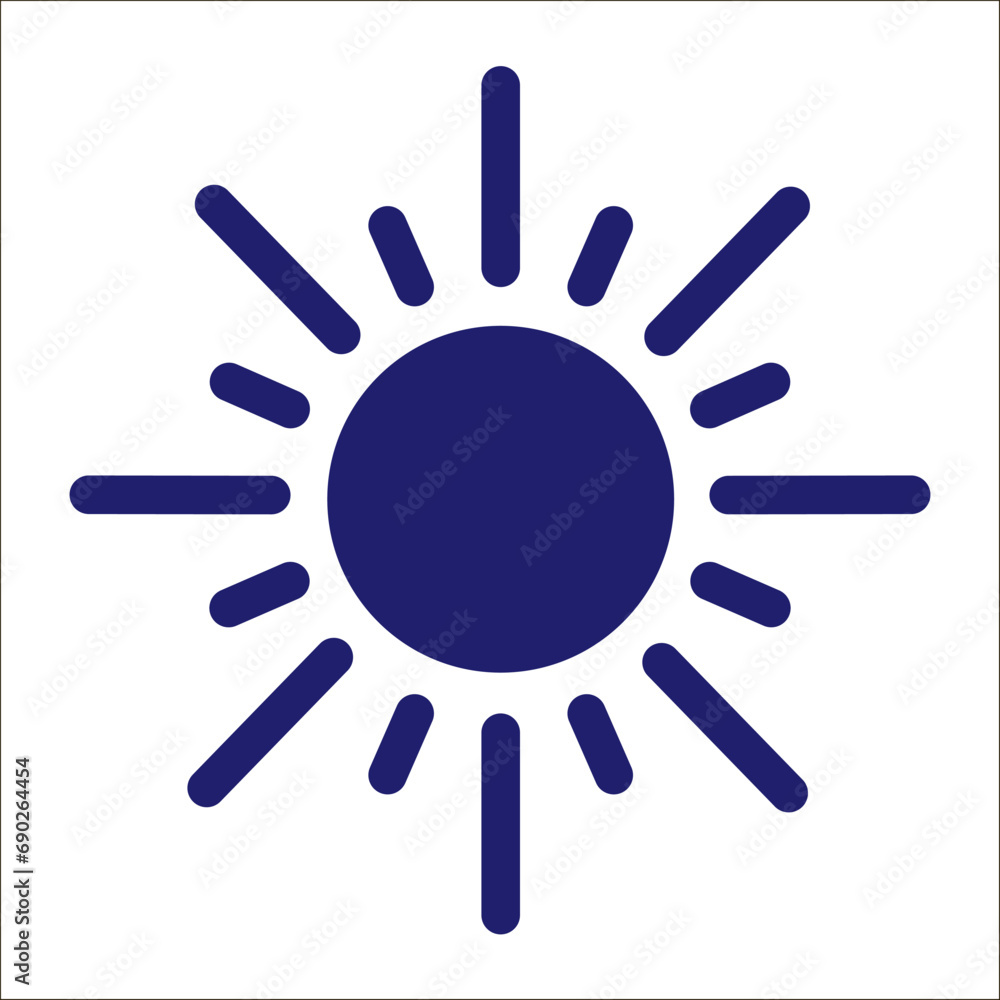 Sun icon vector on white.