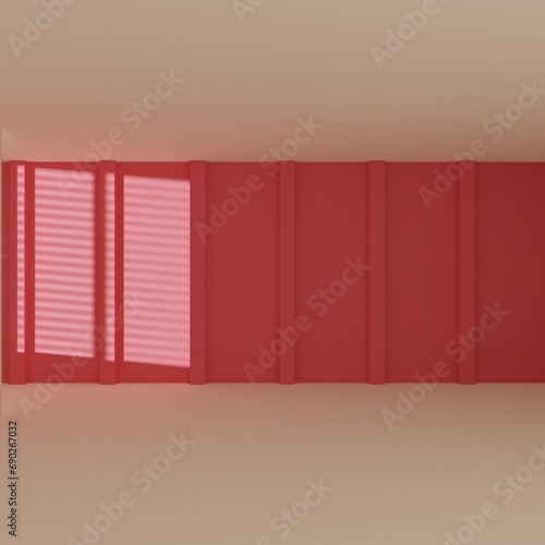 empty room with window shadow, 3D rendering