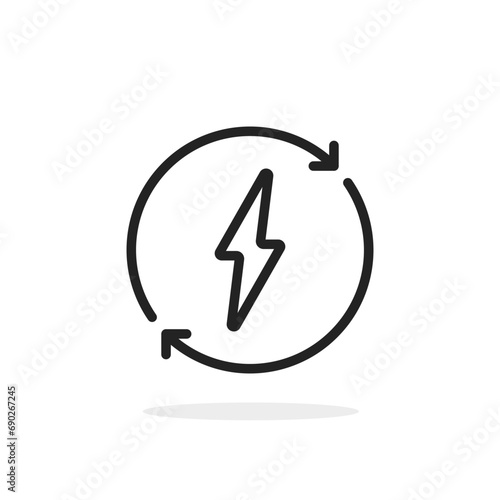 linear save energy black round icon