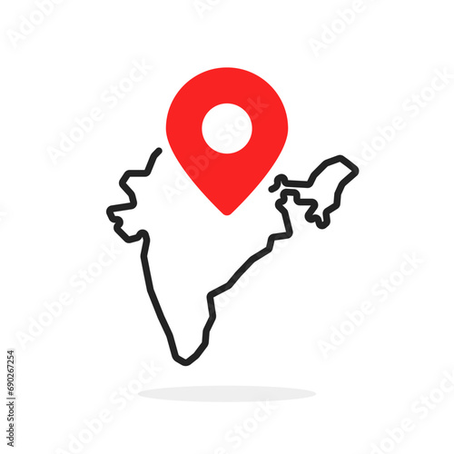 india map with red pin like travel icon