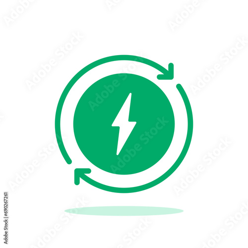 green save energy round icon with lightning photo