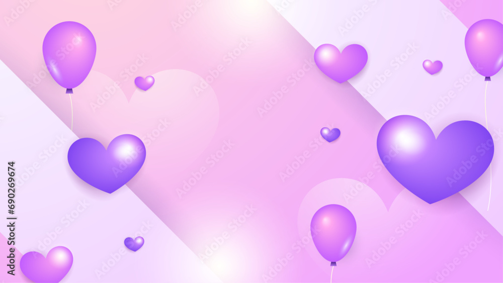 Purple violet vector decorative heart background illustration. Valentine vector illustration for greeting card, banner, gift, template, sale banner, poster, flyer and web