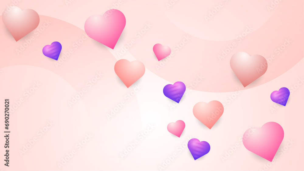 Purple violet pink and peach vector gradient love background. Valentine vector for poster, flyer, greeting card, header for website