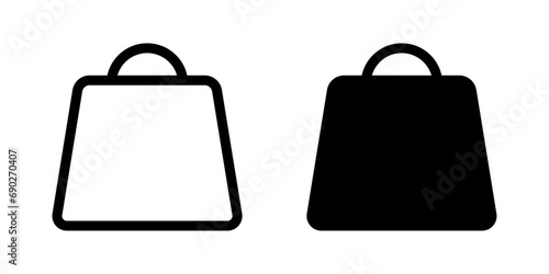 black and white shopping bag icon vector design photo