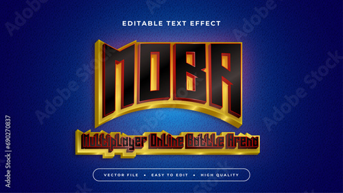 Blue black and yellow moba multiple online battle arena 3d editable text effect - font style. Esport text effect