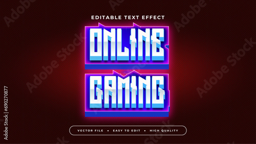 Blue red and white online gaming 3d editable text effect - font style. Esport text effect