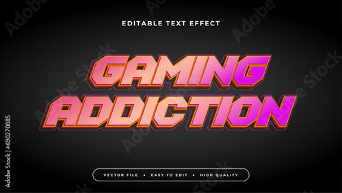 Purple violet peach and black gaming addiction 3d editable text effect - font style. Esport text effect