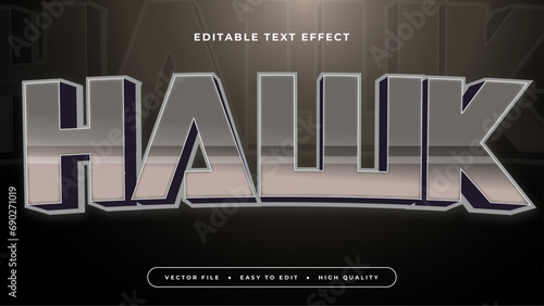 Gray grey and black hawk 3d editable text effect - font style. Esport text effect