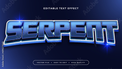 Blue and white serpent 3d editable text effect - font style. Esport text effect