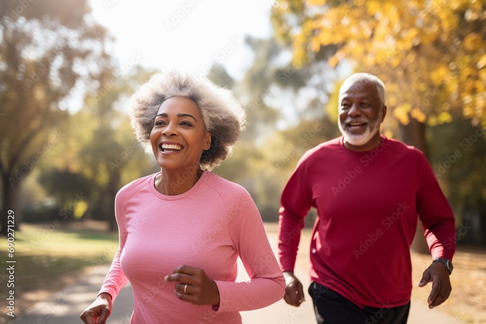 Fototapeta premium A Couple Enjoying a Run in the Park