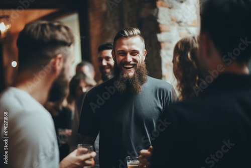 Group of Men Socializing at a Party photo