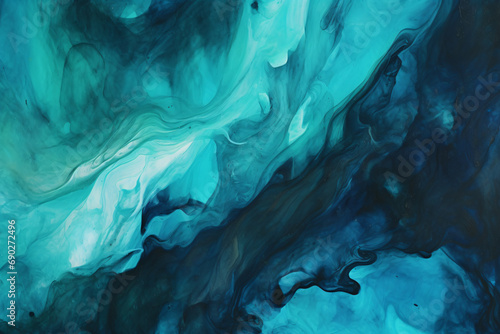 Abstract teal and dark blue and jade green watercolor painting photo