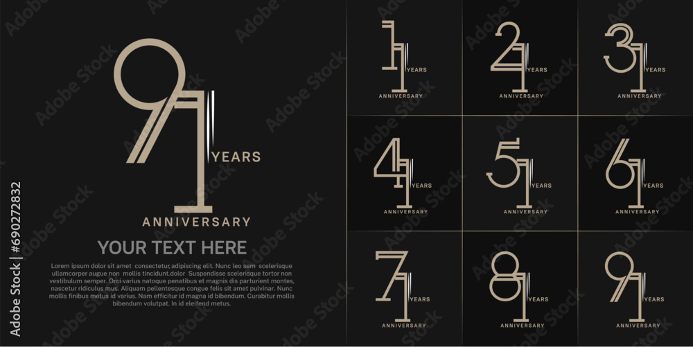 set of anniversary logotype brown color for special celebration event
