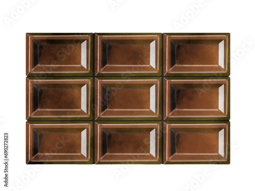 板チョコレート　水彩でリアルに手描きしたチョコレートのイラストです。