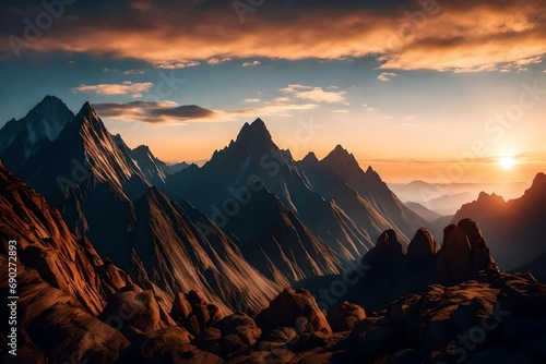 sunset in the mountains generated by AI technology