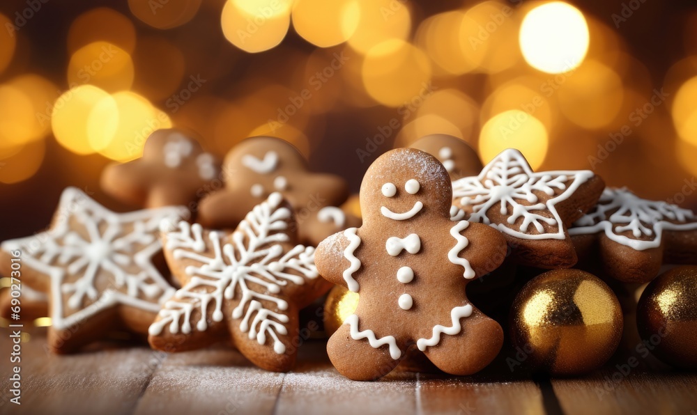 Homemade gingerbread Christmas cookies with bokeh Homemade gingerbread Christmas cookies with bokeh