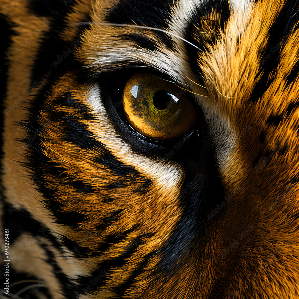 close up of tiger head Ai generated photo