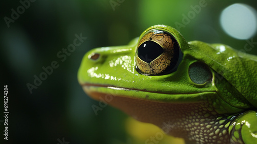 American green tree frog with blurred background photo