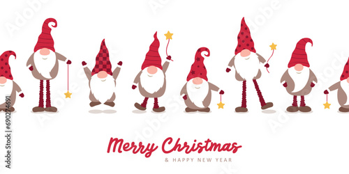cute christmas dwarf seamless pattern vector illustration