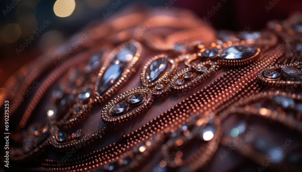 Fototapeta premium A Detailed Close-Up of a piece of Fabric with stones