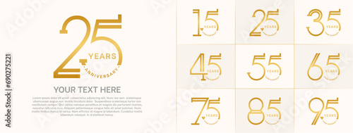 set of anniversary logotype golden color for special celebration event