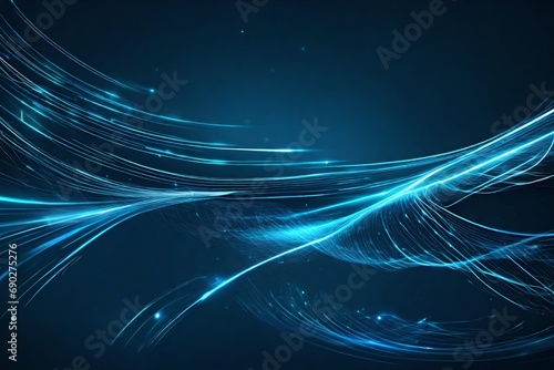 Blue glowing shiny lines effect vector background. Luminous white lines of speed. Light glowing effect. Light trail wave, fire path trace line and incandescence curve twirl.