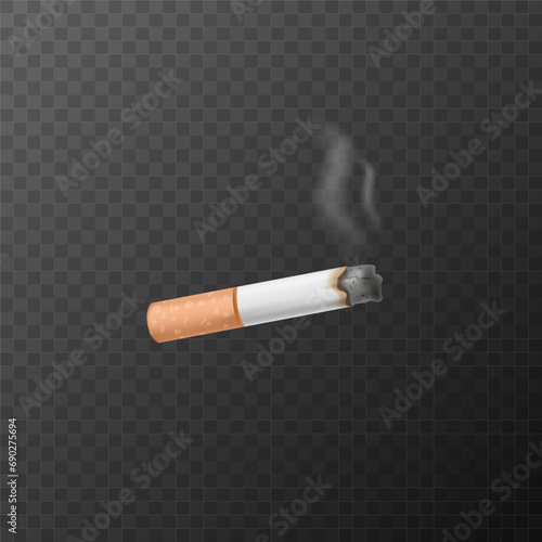 Cigarette icon. 3D realistic smoke icon. Vector