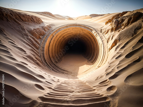 an underground passage or tunnel in desert