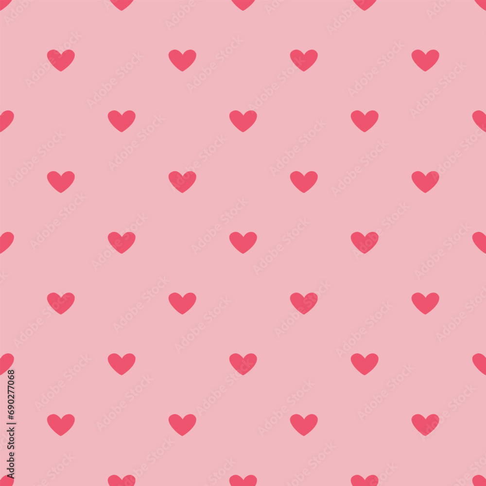 Vector seamless pattern with love word in red, white and black colours in pink background
