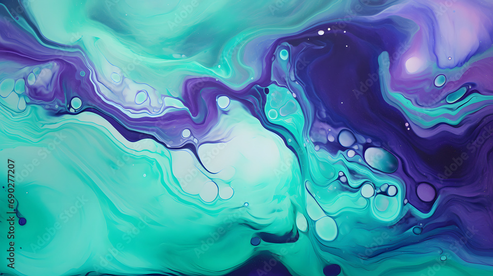 Abstract fluid art background dark purple and green colors. Liquid acrylic painting generativ ai Abstract fluid art background dark purple and green colors. Liquid acrylic painting generativ ai