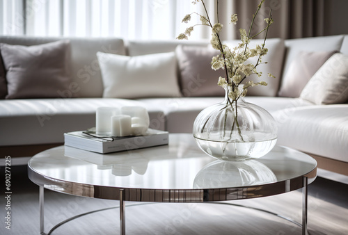 Beautiful modern living room with plants in scandinavian style © daniy