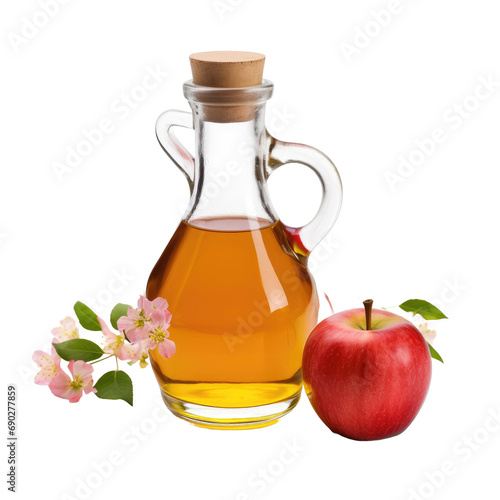 Apple juice, cider vinegar isolated on white or transparent background