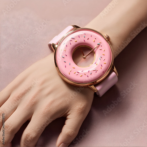 Donut design handwatch concept photo