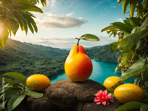a giant mango in a stunning nature photo
