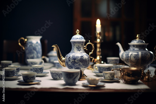 Porcelain Tableware on a Table