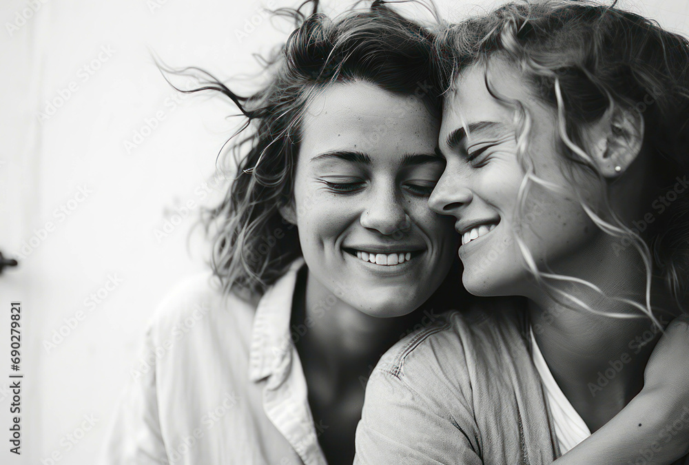 Fototapeta premium Adult friends fun female young person together women friendship women happy smile beautiful